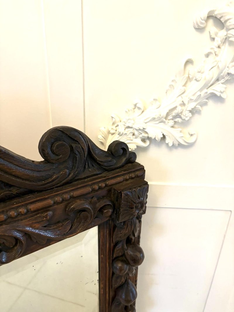 Exceptional Quality Antique 19th Century Victorian Carved Oak Wall Mirror - Image 5